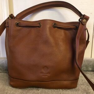 I MEDICI Firenze Drawstring Bag Brown Leather Crossbody Shoulder Adjustable …